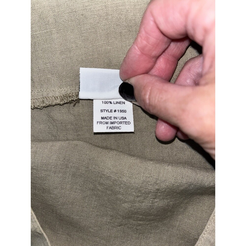 Habitat 100% Linen Khaki Midi Skirt Medium Lagenlook Minimalist Womens Button - Picture 6 of 9
